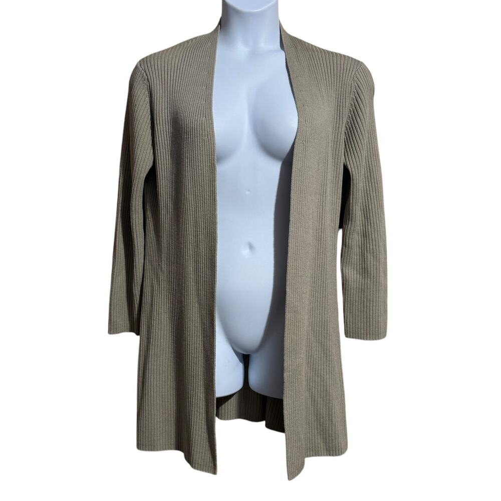 Brooks Brothers Beige 100% Italian Merino Wool Ribbed Cardigan